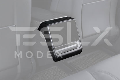 2024-Up Tesla Model 3, 2025-Up Model Y Carbon Fiber Interior Rear Display Frame Cover - VENT-809-BKCF