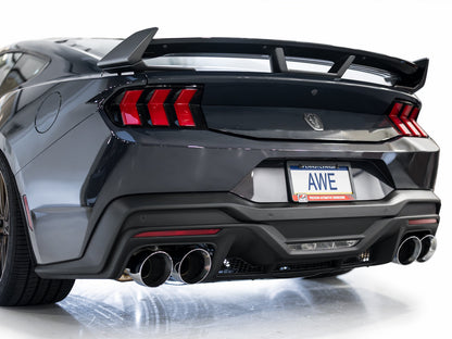 AWE Track Edition Exhaust for S650 Ford Mustang Dark Horse - Quad Chrome Silver Tips