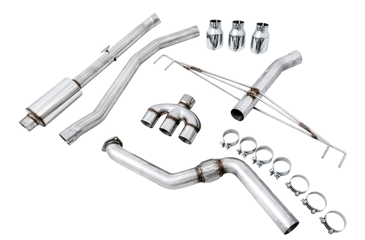 AWE Track Edition Exhaust for FK8 Civic Type R (includes Front Pipe) - Triple Chrome Silver Tips