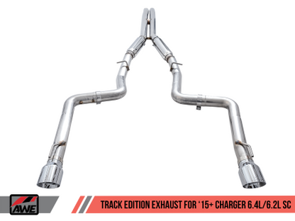 AWE Track Edition Exhaust for 15+ Charger 6.4 / 6.2 SC - Chrome Silver Tips