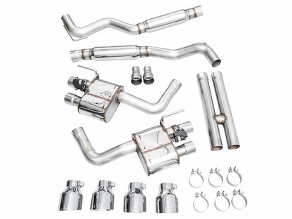 AWE SwitchPath™ Exhaust for S650 Ford Mustang Dark Horse - Quad Chrome Silver Tips