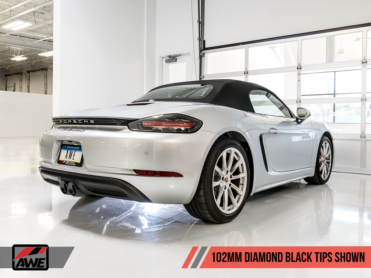 AWE Track Edition Exhaust for Porsche 718 Boxster / Cayman - Diamond Black Tips