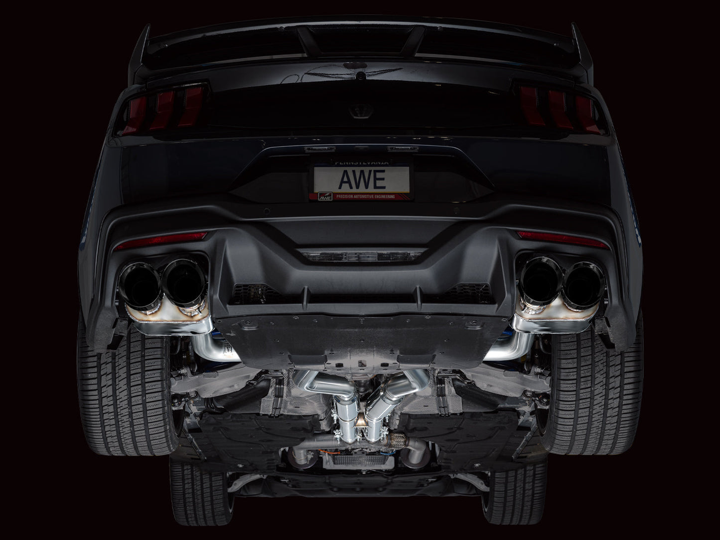 AWE SwitchPath™ Exhaust for S650 Ford Mustang Dark Horse - Quad Diamond Black Tips