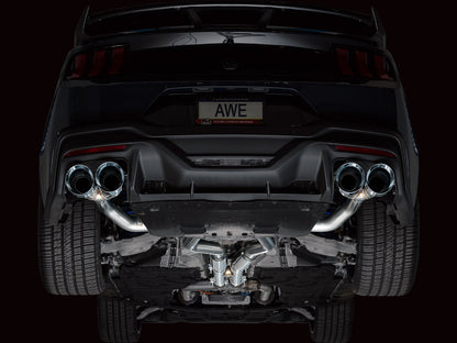AWE Track Edition Exhaust for S650 Ford Mustang Dark Horse - Quad Chrome Silver Tips