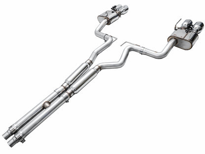 AWE SwitchPath™ Exhaust for S650 Ford Mustang GT Fastback - Quad Chrome Silver Tips