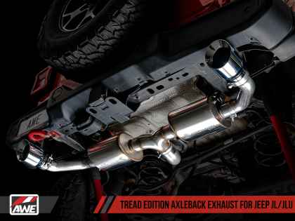 AWE Tread Edition Axleback Dual Exhaust for Jeep JL/JLU 3.6L/2.0T - Chrome Silver Tips
