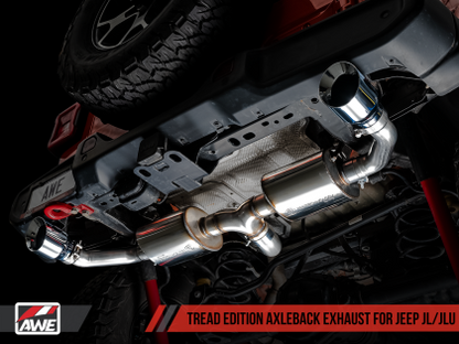 AWE Tread Edition Axleback Dual Exhaust for Jeep JL/JLU 3.6L/2.0T - Chrome Silver Tips