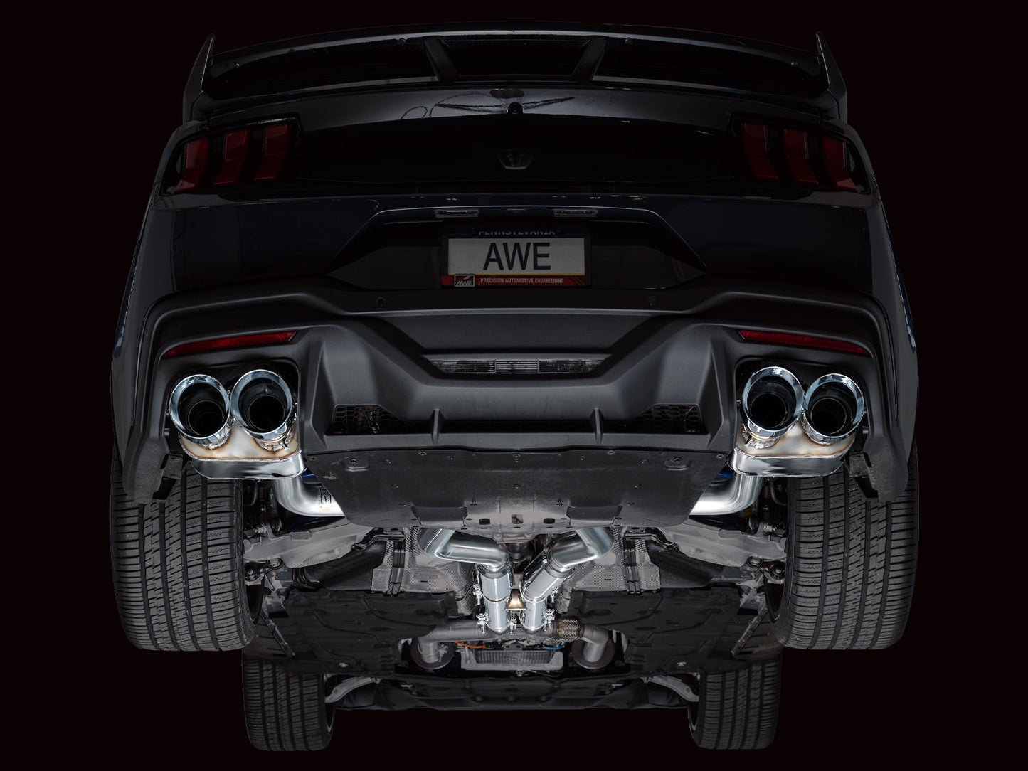 AWE SwitchPath™ Exhaust for S650 Ford Mustang Dark Horse - Quad Chrome Silver Tips