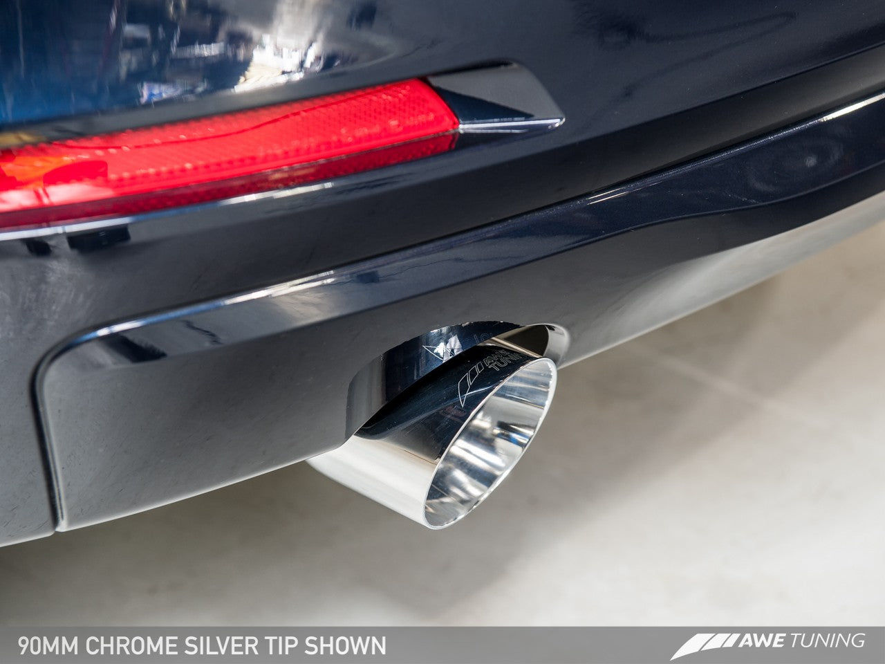 AWE Touring Edition Exhaust + Performance Mid Pipe for BMW F30 320i, Single Side - Chrome Silver Tip (90mm)