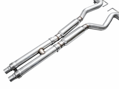 AWE Track Edition Exhaust for S650 Ford Mustang Dark Horse - Quad Diamond Black Tips