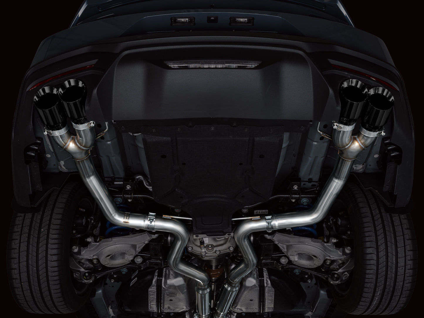 AWE Track Edition Exhaust for S650 Ford Mustang GT Fastback - Quad Diamond Black Tips