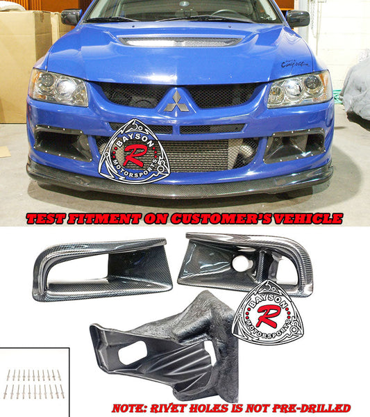 JDM Style (Carbon Fiber) Front Bumper Air Duct Vent for 2003-2005 Mitsubishi Evolution-8