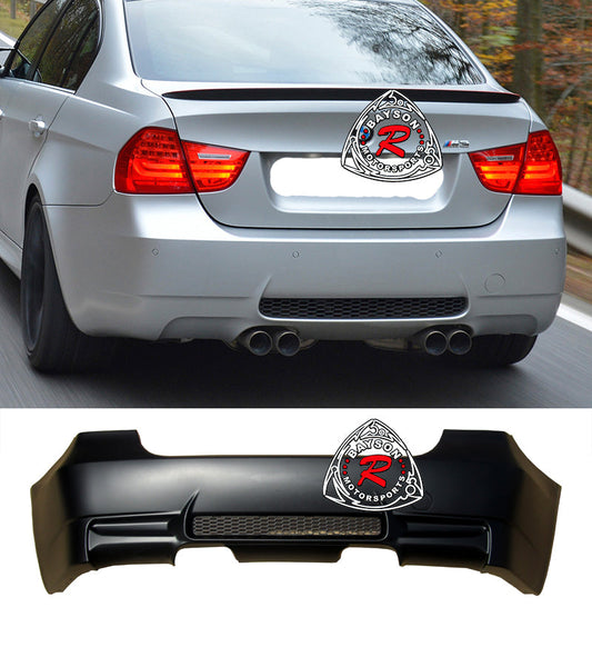 M3 Style Rear Bumper For 2006-2011 BMW 3-Series (4Dr, E90 Dual Exhaust, Quad Tips)