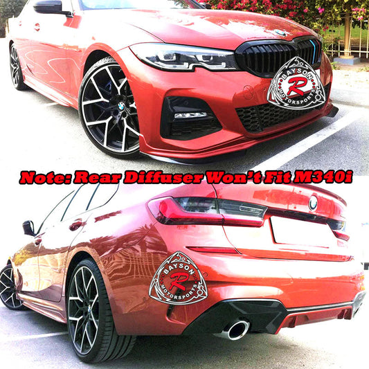MP Style Front Lip/Side Skirts/Rear Diffuser (Gloss Black) For 2019-2022 BMW 3-Series (G20/G21)