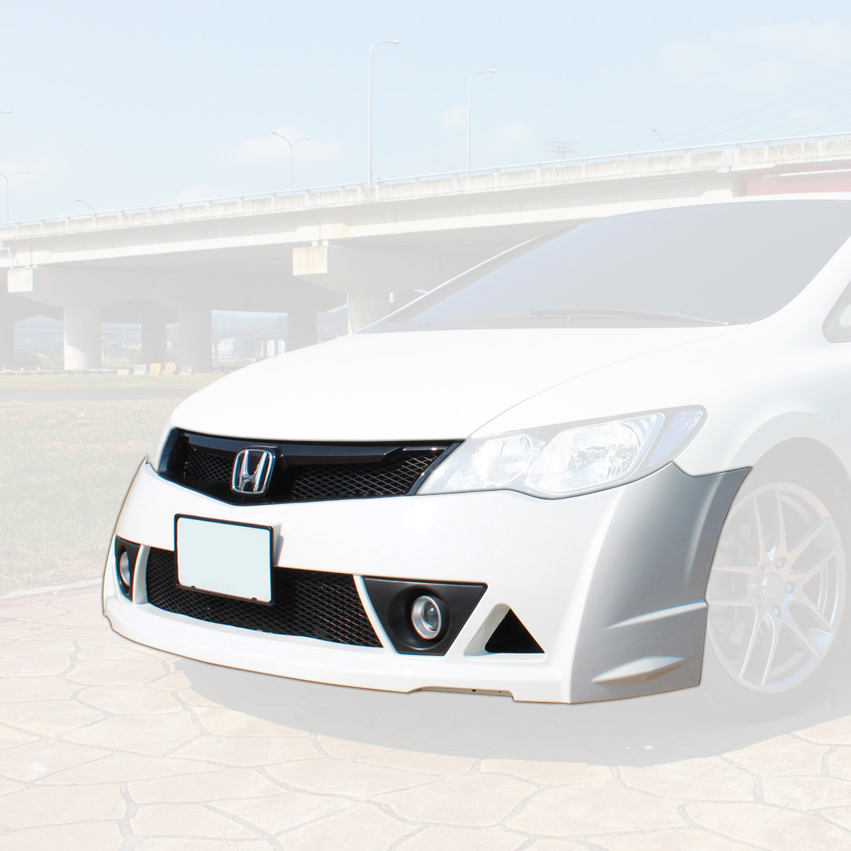 MU RR Front Bumper/Grille/Fog Lights For 2006-2011 Acura CSX 4Dr (Canadian Model)