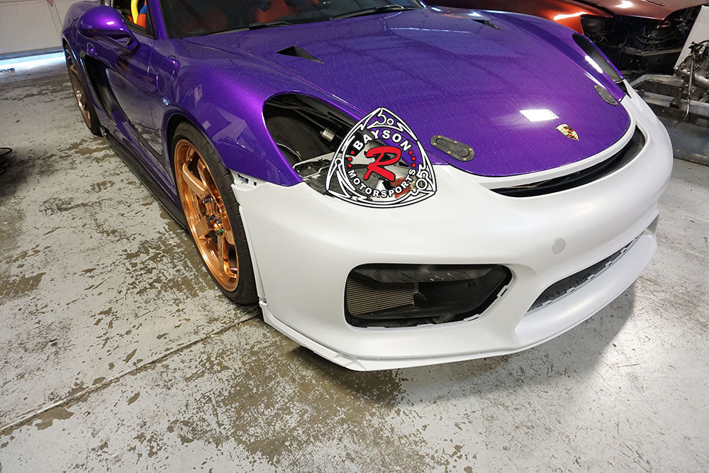 GT4 Style Front Bumper with DRL (Without Headlight Washer Holes) For 2013-2016 Porsche Cayman/Boxster (981)
