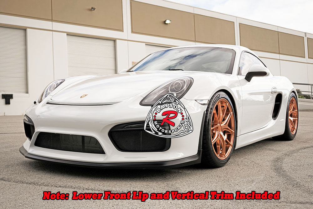 GT4 Style Front Lip with Vertical Trim For 2016 Porsche Cayman GT4/Boxster Spyder (981)