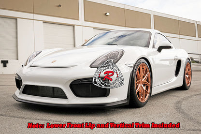 GT4 Style Front Lip with Vertical Trim For 2016 Porsche Cayman GT4/Boxster Spyder (981)