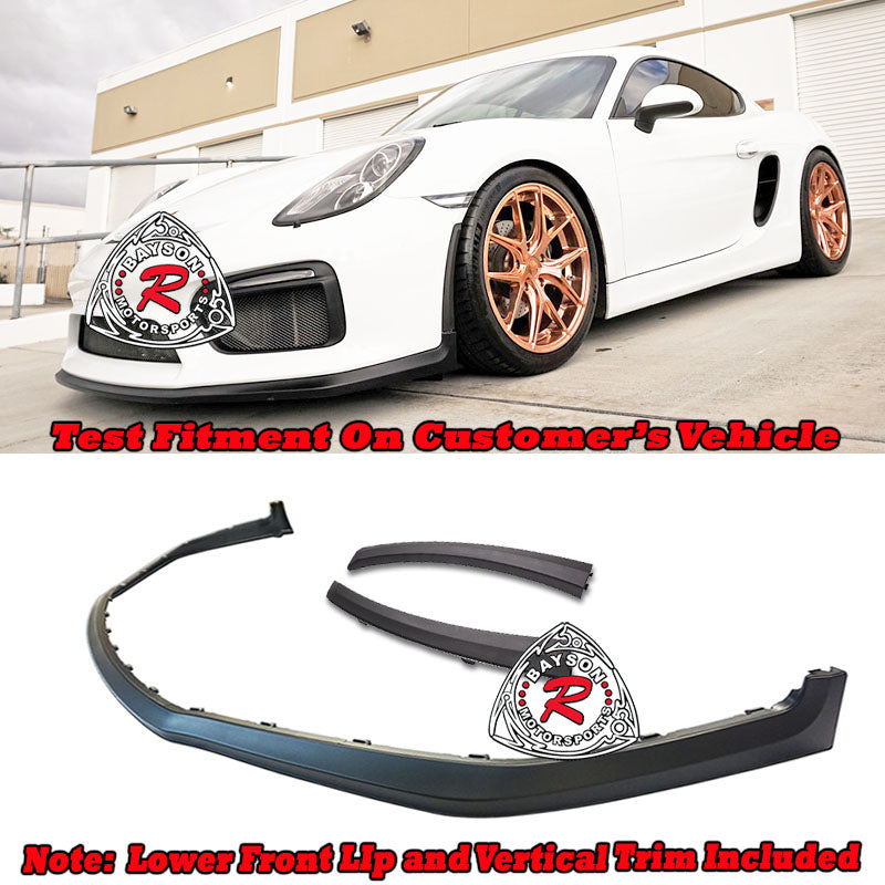 GT4 Style Front Lip with Vertical Trim For 2016 Porsche Cayman GT4/Boxster Spyder (981)
