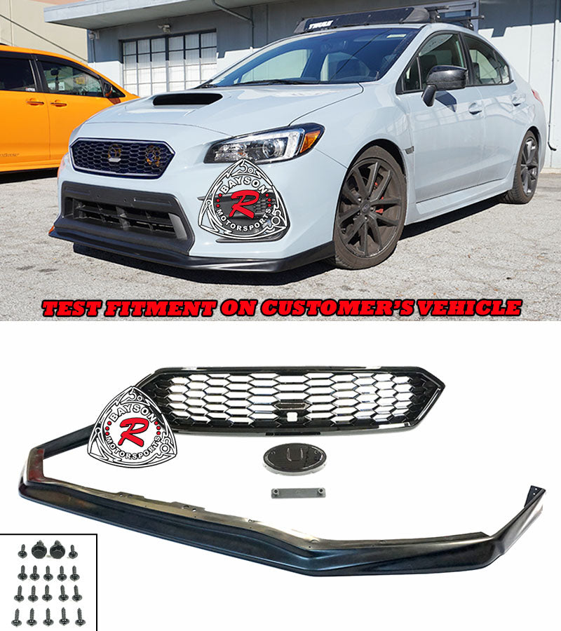 VR Style Front Lip with JDM Front Grille For 2018-2021 Subaru WRX/WRX Sti
