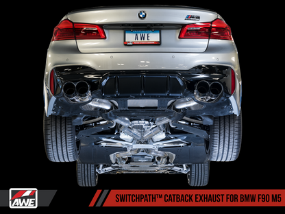 AWE Track Edition Cat-Back Exhaust for BMW F90 M5 - Diamond Black Tips