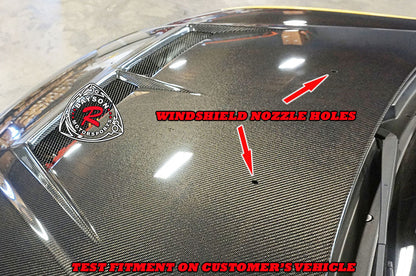 JS Style (Carbon Fiber) Hood with Nozzle Holes For 1999-2000 Honda Civic 2Dr/3Dr/4Dr