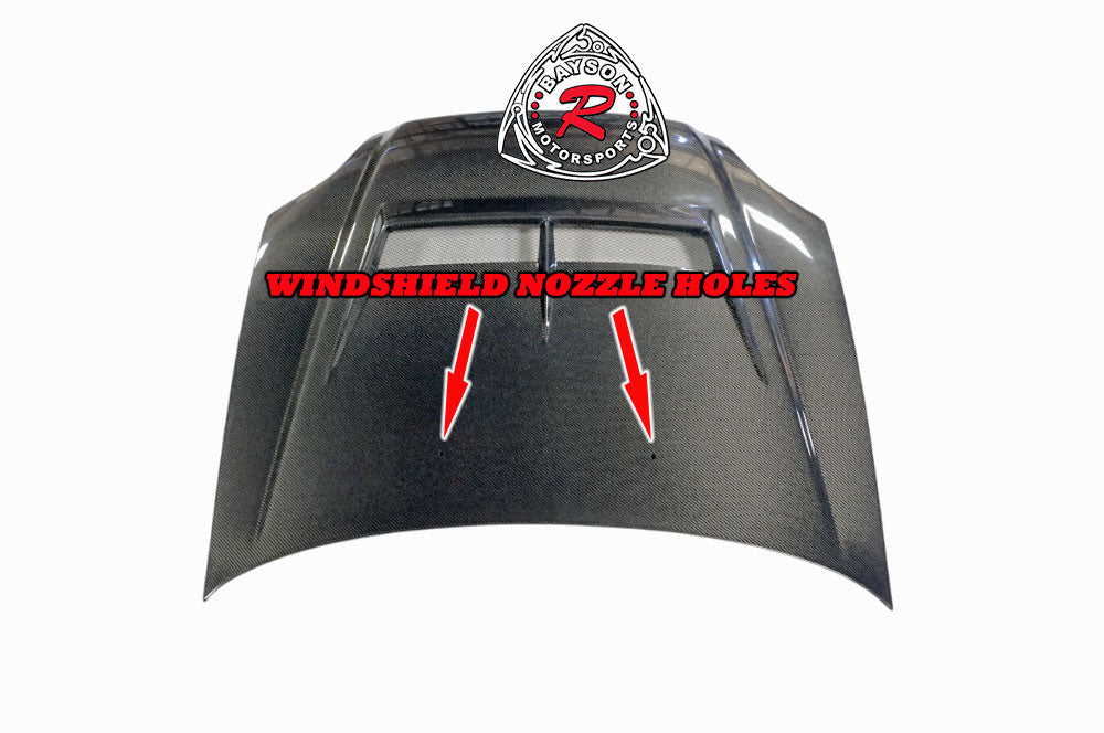 JS Style (Carbon Fiber) Hood with Nozzle Holes For 1999-2000 Honda Civic 2Dr/3Dr/4Dr