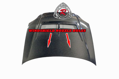 JS Style (Carbon Fiber) Hood with Nozzle Holes For 1999-2000 Honda Civic 2Dr/3Dr/4Dr