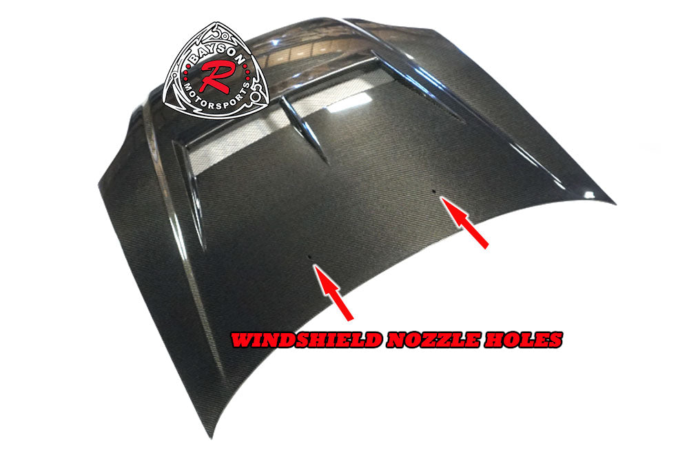 JS Style (Carbon Fiber) Hood with Nozzle Holes For 1999-2000 Honda Civic 2Dr/3Dr/4Dr