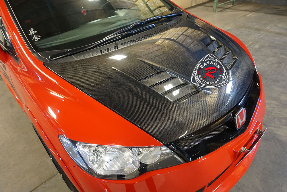 MU Style (Carbon Fiber) Hood For 2006-2011 Honda Civic (JDM Spec 4Dr Sedan)