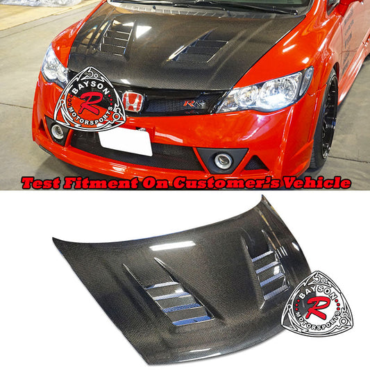 MU Style (Carbon Fiber) Hood For 2006-2011 Honda Civic (JDM Spec 4Dr Sedan)