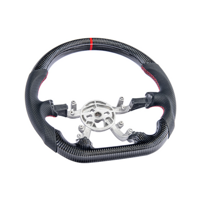 1997-04 Corvette C5 Carbon Fiber Steering Wheel Black Perforated Leather Red Center Stripe