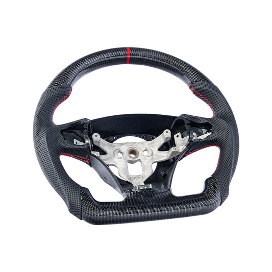 2012-13 Corvette C6 CARBON FIBER Perforated Leather Red Stripe Steering Wheel