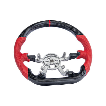 1997-04 Corvette C5 CARBON FIBER Red Perforated Leather Stripe Steering Wheel