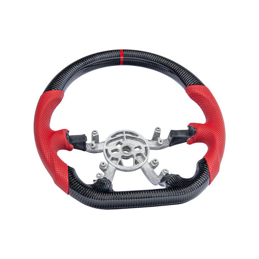 1997-04 Corvette C5 CARBON FIBER Red Perforated Leather Stripe Steering Wheel