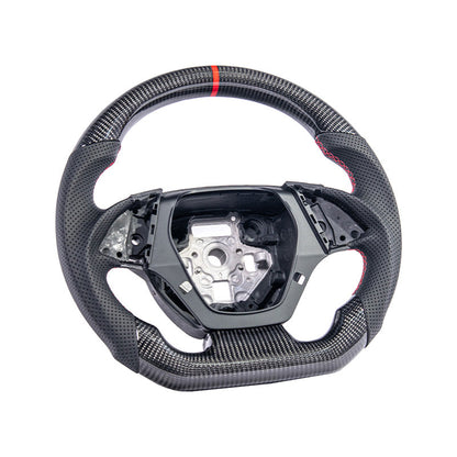 2016-2024 CAMARO CARBON FIBER Perforated Leather Red Stripe Steering Wheel