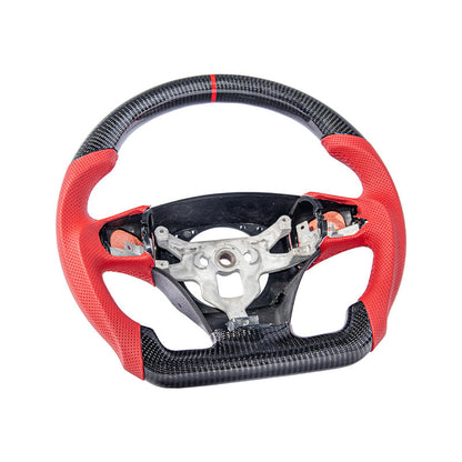 2012-13 Corvette C6 CARBON FIBER Red Perforated Leather Stripe Steering Wheel