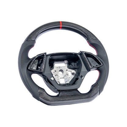 2016-2024 CAMARO CARBON FIBER Perforated Leather Red Stripe Steering Wheel