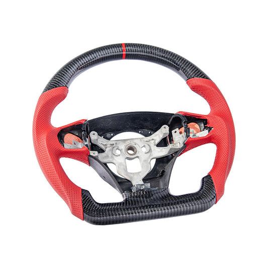 2012-13 Corvette C6 CARBON FIBER Red Perforated Leather Stripe Steering Wheel