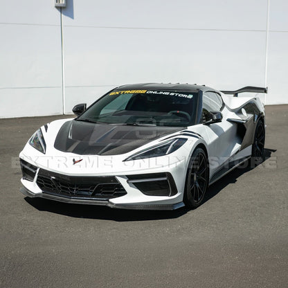Corvette C8 Models EOS Performance Track Style Double Sided Dry Carbon Fiber Front Hood
