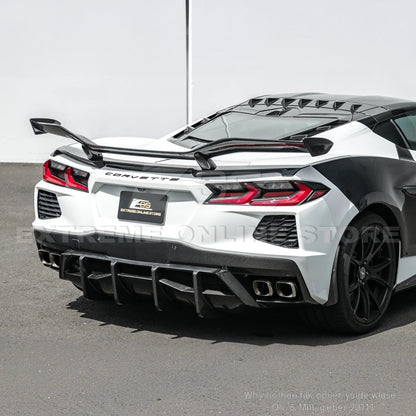 2020-Up Corvette C8 DRY CARBON FIBER Rear Bumper Diffuser Quad Exit