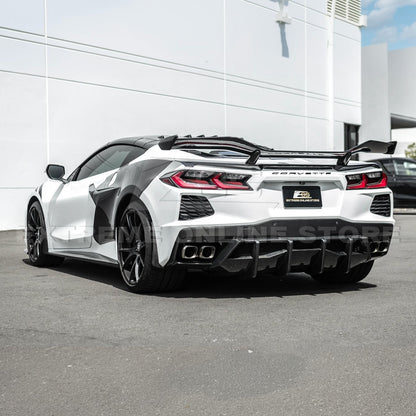 2020-Up Corvette C8 DRY CARBON FIBER Rear Bumper Diffuser Quad Exit