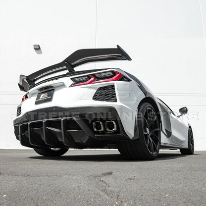 2020-Up Corvette C8 DRY CARBON FIBER Rear Bumper Diffuser Quad Exit