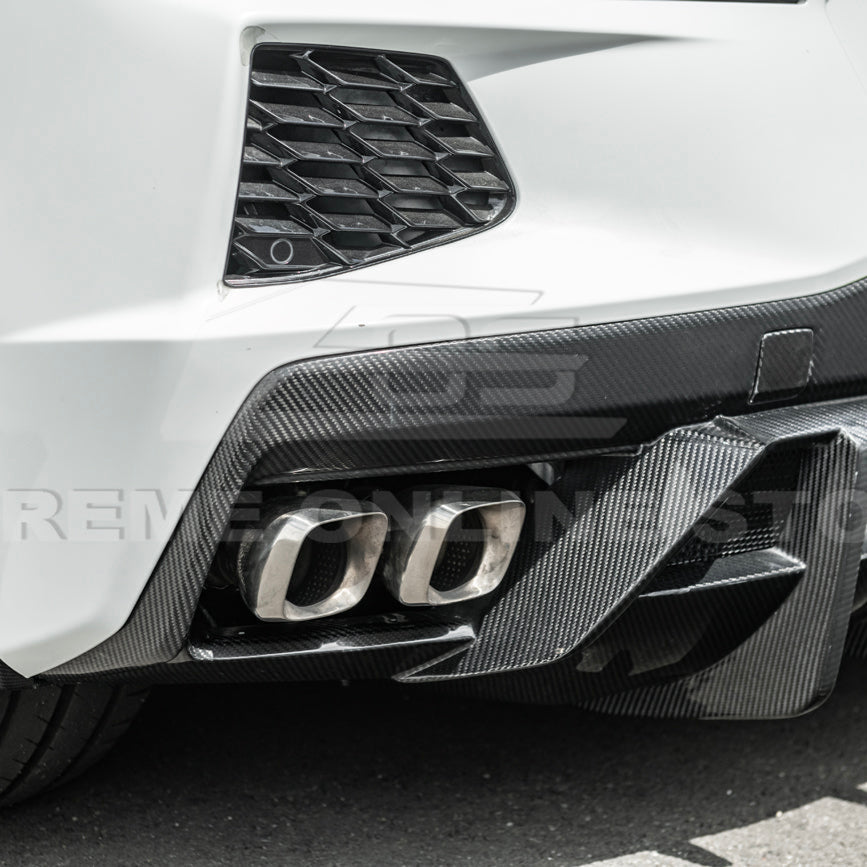 2020-Up Corvette C8 DRY CARBON FIBER Rear Bumper Diffuser Quad Exit