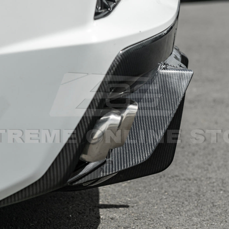 2020-Up Corvette C8 DRY CARBON FIBER Rear Bumper Diffuser Quad Exit