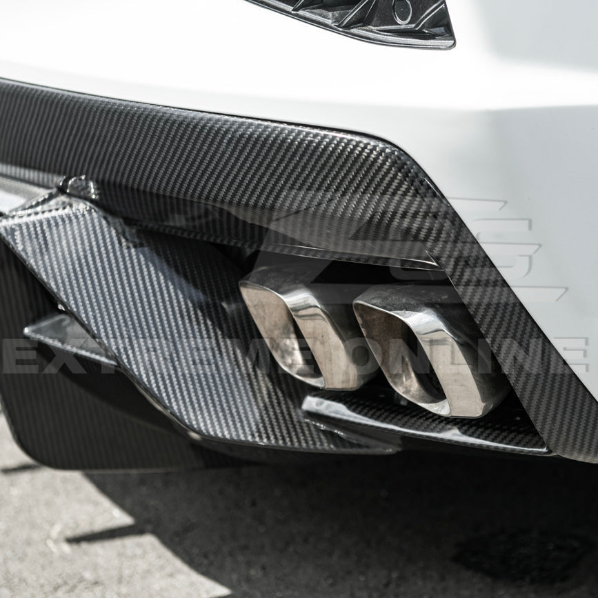 2020-Up Corvette C8 DRY CARBON FIBER Rear Bumper Diffuser Quad Exit