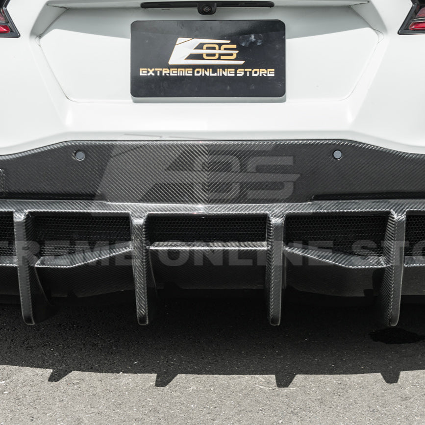 2020-Up Corvette C8 DRY CARBON FIBER Rear Bumper Diffuser Quad Exit