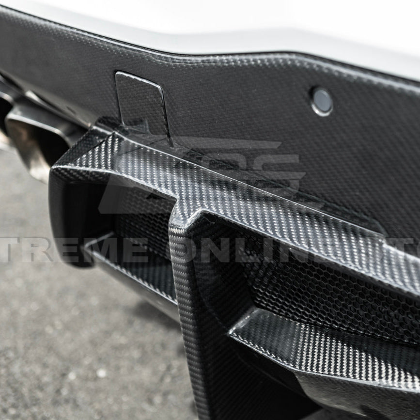 2020-Up Corvette C8 DRY CARBON FIBER Rear Bumper Diffuser Quad Exit
