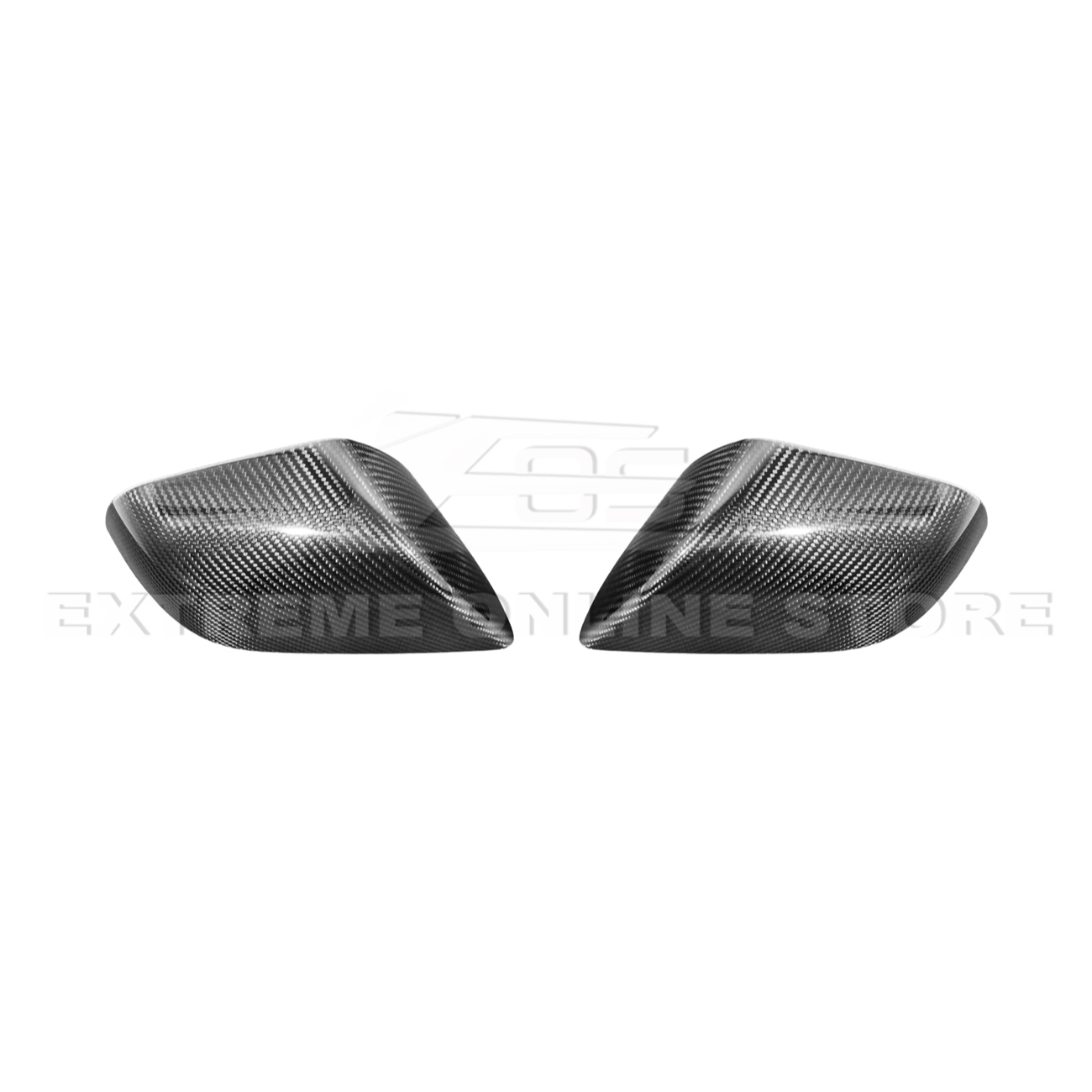 2024-Up Tesla Model 3 Dry Carbon Fiber Tape On Side Mirror Cap Covers Pair - MC-1280-BKCF