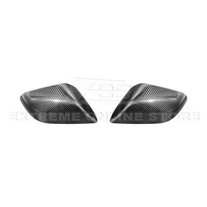 2024-Up Tesla Model 3 Dry Carbon Fiber Tape On Side Mirror Cap Covers Pair - MC-1280-BKCF